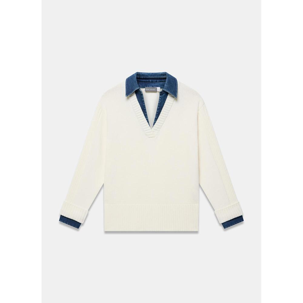 Mint Velvet White Denim Layered Jumper
